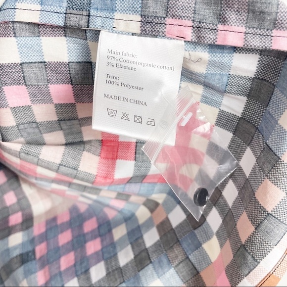 Munthe Lima Check Poplin Flocked Long Sleeve Plaid Metallic Blouse Casual Work - Picture 8 of 9